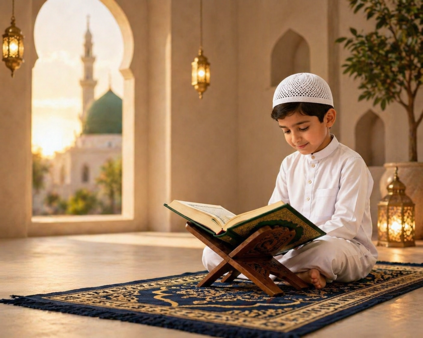 Child reading the Holy Quran